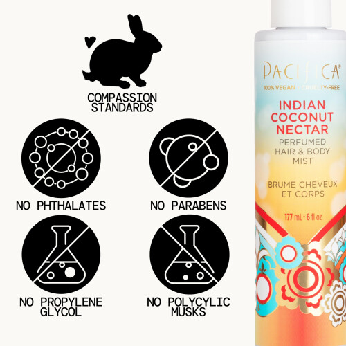 Pacifica Pacifica Beauty, Profumo per Capelli e Corpo Indian Coconut Nectar, Aroma di Cocco e Vaniglia 1