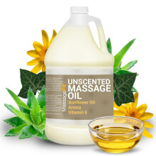 Olio da massaggio di Massage FX - Olio di mandorle dolci e semi di girasole puro al 100% - Vitamina E - Edera, Arnica e Aloe - Senza profumo - Pe