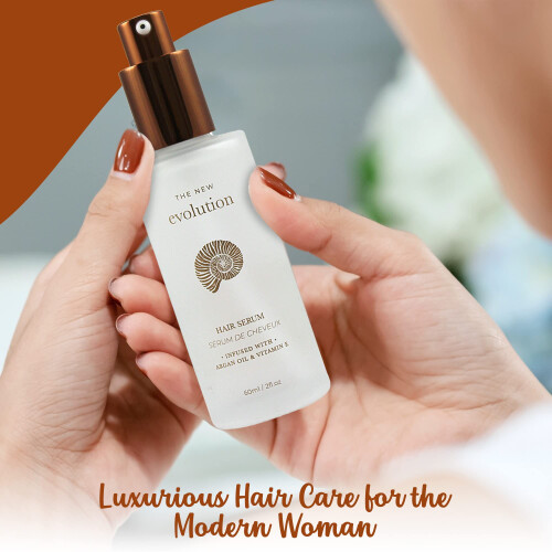 Evolution Argan Oil Serum - Tratamento com vitamina E para amaciar e alisar cabelos secos - com Aloe Vera (4 unidades) 1