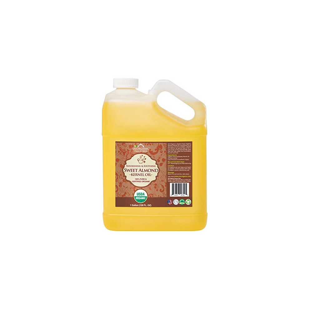 Us Organic Sweet Almond Kernel Oil, Usda Certified Organic,100% Pure & Natural, Cold Pressed Virgin, Unrefined, Size For Diy And Small Manufacturers,