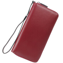 Lavemi feminino com bloqueio de RFID 100% couro, grande capacidade, zper em torno da carteira, suporte para telefone, bolsa de viagem, pulseira