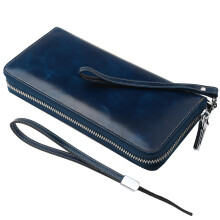 Lavemi feminino com bloqueio de RFID 100% couro, grande capacidade, zper em torno da carteira, suporte para telefone, bolsa de viagem, pulseira