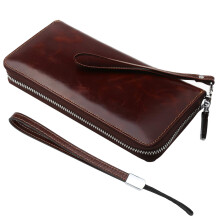 Lavemi feminino rfid bloqueando 100% couro grande capacidade zip em torno da carteira titular do telefone embreagem bolsa de viagem pulseira (tam