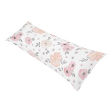 Sweet Jojo Designs Body Pudebetr?k 54x20in (Pink/Grey Boho Floral) til Piger B?rn Dekorativ Accent Lang sofaseng Graviditet Pudebetr?k (Akvarel F