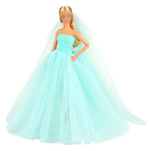 BARWA lysebl? brudekjole med sl?r aftenfest Prinsesse lysebl? kjolekjole til 11,5 tommer pigedukke