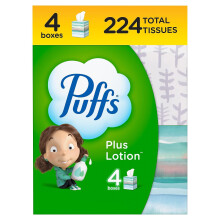 Puffs Plus Lotion Facial Tissue  2-ply  56 Tissues/Box  4 Boxes/Pack (34899)