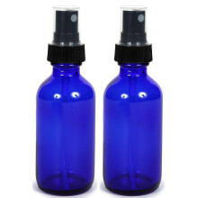 Cobalt Blue Glass Spray Bottle (2 oz 2 pk) Waterproof Labels Included Fine Mist Sprayer Essential Oils Colognes & Perfumes