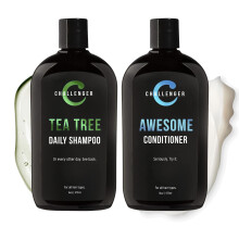 Challenger Kombination aus Teebaumshampoo und Pfefferminzsplung | Duschprodukt fr Herren | Fr juckende und trockene Kopfhaut | Entfernt Schmutz un