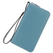 Lavemi feminino com bloqueio de RFID 100% couro, grande capacidade, zper ao redor da carteira, suporte para telefone, bolsa de viagem, pulseira