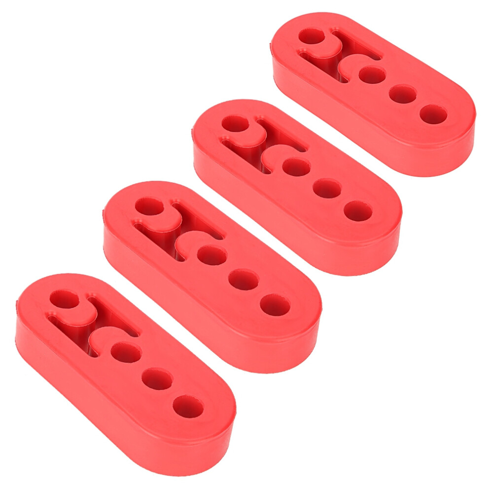 4Pcs Universal 4-Holes 12Mm Polyurethane Adjustable Muffler Exhaust Hanger Red 4211324578021