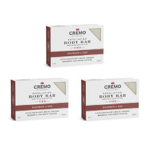 Barras corporais esfoliantes Cremo Bourbon & Oak (pacote com 3) - Uma mistura sofisticada de Distillers Spice Fine Bourbon e carvalho branco