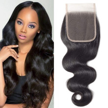 DMS Body Wave Human Hair Lace Closure 4x4 Part Free Swiss Lace Closure 12a Brasilian Virgin Hair Top (16 pulgadas)