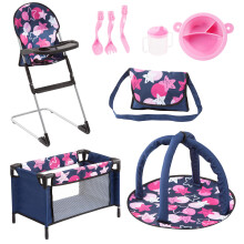 Bayer 9-in-1 Poppen Accessoireset met Reisbed & Kinderstoel - Perfect Speelgoed voor Poppen