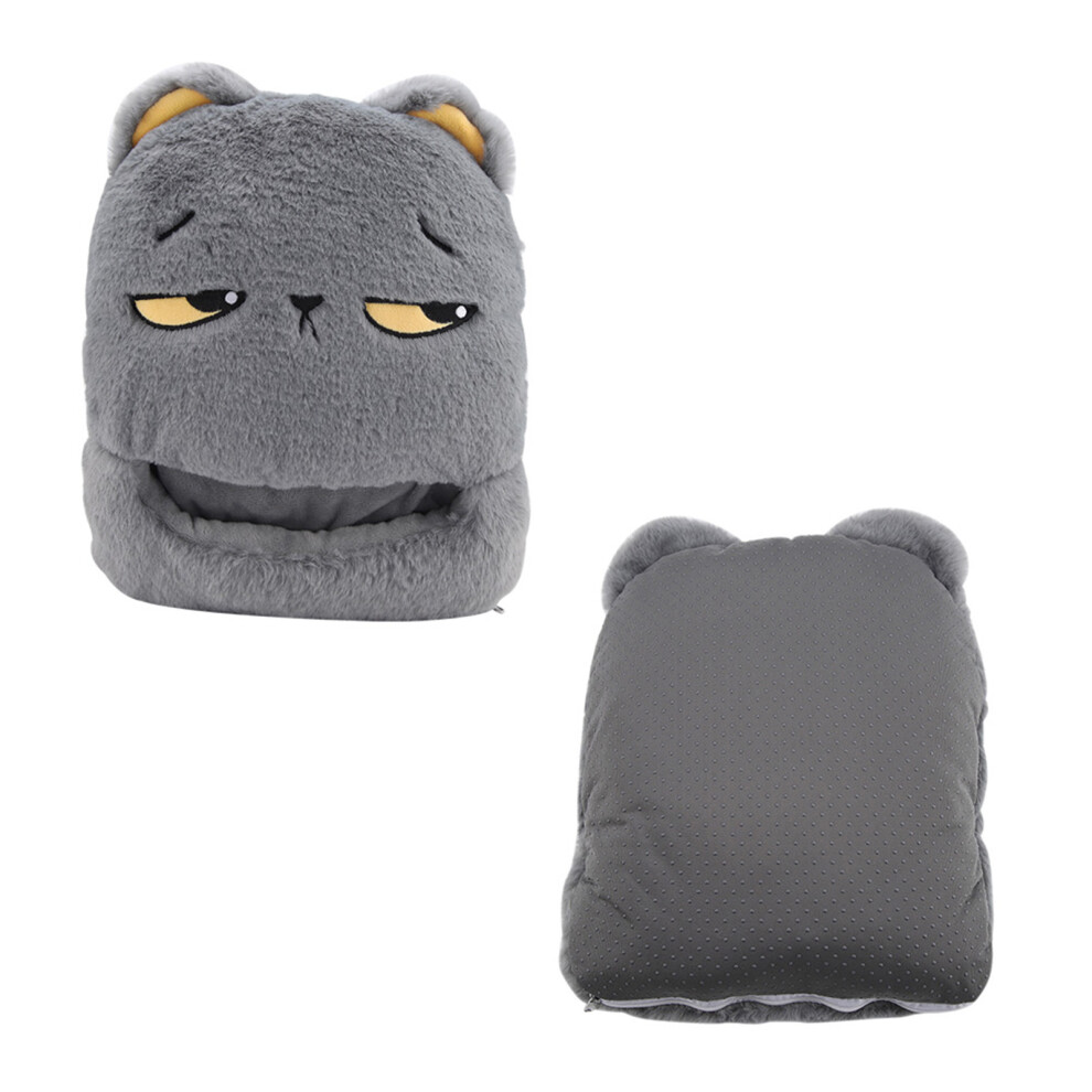 USB Foot Warmer Fashionable Cartoon Electric Heating Slipper Shoe for Home Travel Office Gray