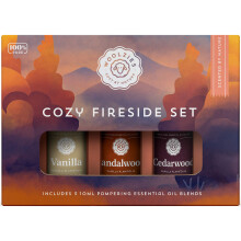 Woolzies Top 3 Hyggeligt Fireside ?terisk Olie S?t | Premium olier inkl. Cedertr? Vanilje & Sandeltr? | Terapeutiske aromaterapiolier | Fantastis