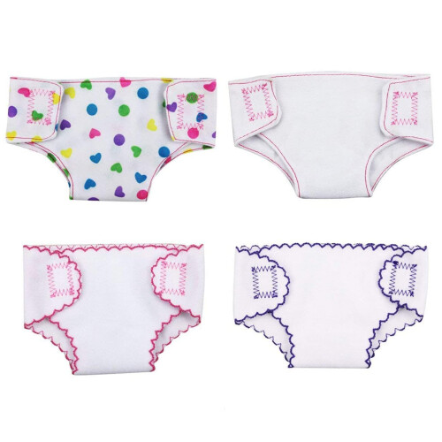 DC-BEAUTIFUL 4 pacotes de fraldas para bebs, roupas ntimas para bonecas de 14 a 18 polegadas, adequadas para bonecas infantis, bebs e meninas