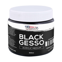 U.S. Art Supply Czarny podklad Gesso - 16,9 uncji (500 ml) do farb olejnych i akrylowych - doskonale krycie Przygotowanie do pltna Mozliwosc mie