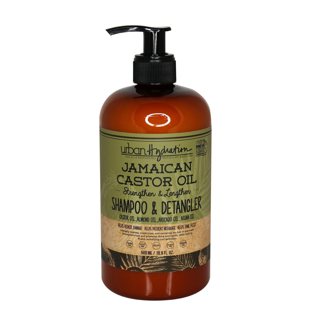 Urban Hydration Jamaican Castor Oil Shampoo And Detangler | Sulfate Paraben And Dye Free Cleanses Hydrates And Repairs Damage For Soft Strong