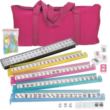 LEMY Amerikanisches Mahjong-Set mit 166 Spielsteinen und weicher Tragetasche  klassisches, komplettes Mah-Jongg-Set in voller Gre  4 farbige All-