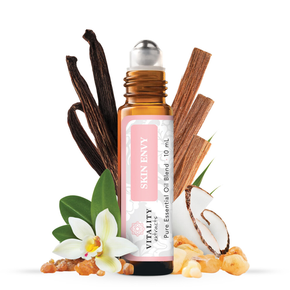 Vitality Extracts Skin Envy - Face Moisturizer Serum Coconut Oil Collagen Vitamin E Vegan Frankincense Essential Care Sandalwood Soothing