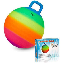 Xino Sports Hopping Ball voor kinderen - Regenboog stuiterbal met handvat Leuk binnen- en buitenspeelgoed voor oefenen en spelen Hopper voor veil