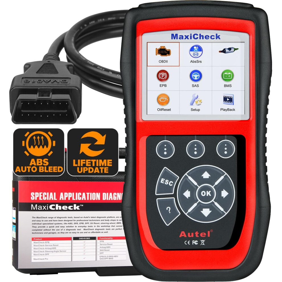 Autel MaxiCheck Pro OBD2 Scanner ABS Scan Tool for Auto Bleeding SRS ABS Scanner Car Diagnostic Tool with Oil Reset Airbag SAS EPB BMS Services