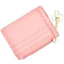 woogwin Slim RFID Credit Card Holder for Women Mini Front Pocket Wallet Purse With Keychain(Oil Pink)
