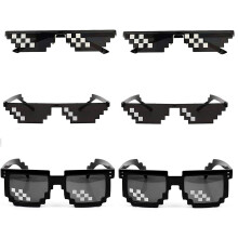 YSSHUI [6 Pack] Thug Life Solbriller Thuglife Briller til M?nd Kvinder B?rn Fotorekvisitter 8 Bit Pixel Mosaik Glas Unisex Solbrille Leget?j - So