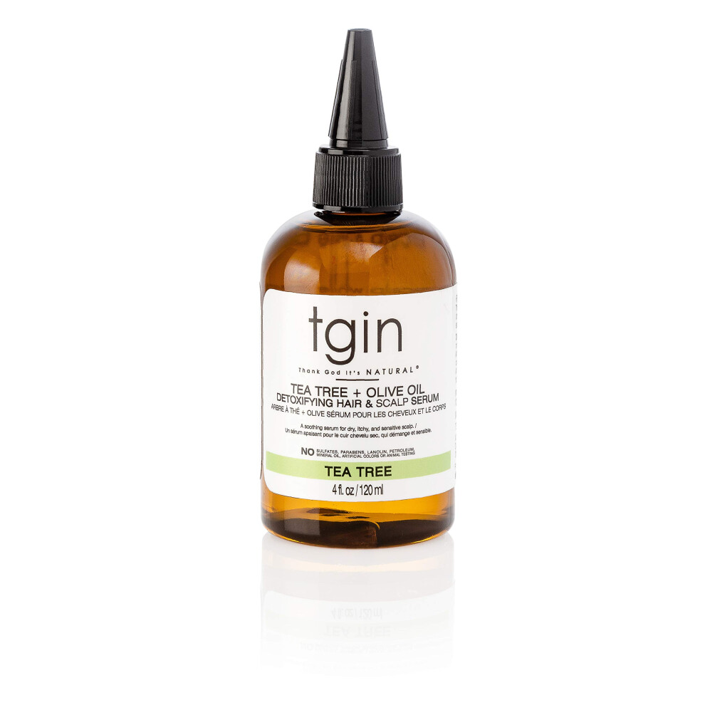 Thank God It's Natur Tgin Tea Tree + Olive Oil Detoxifying Dry Itchy Hair And Scalp Serum - Natural Hair - Scalp Oil - 4 Oz
