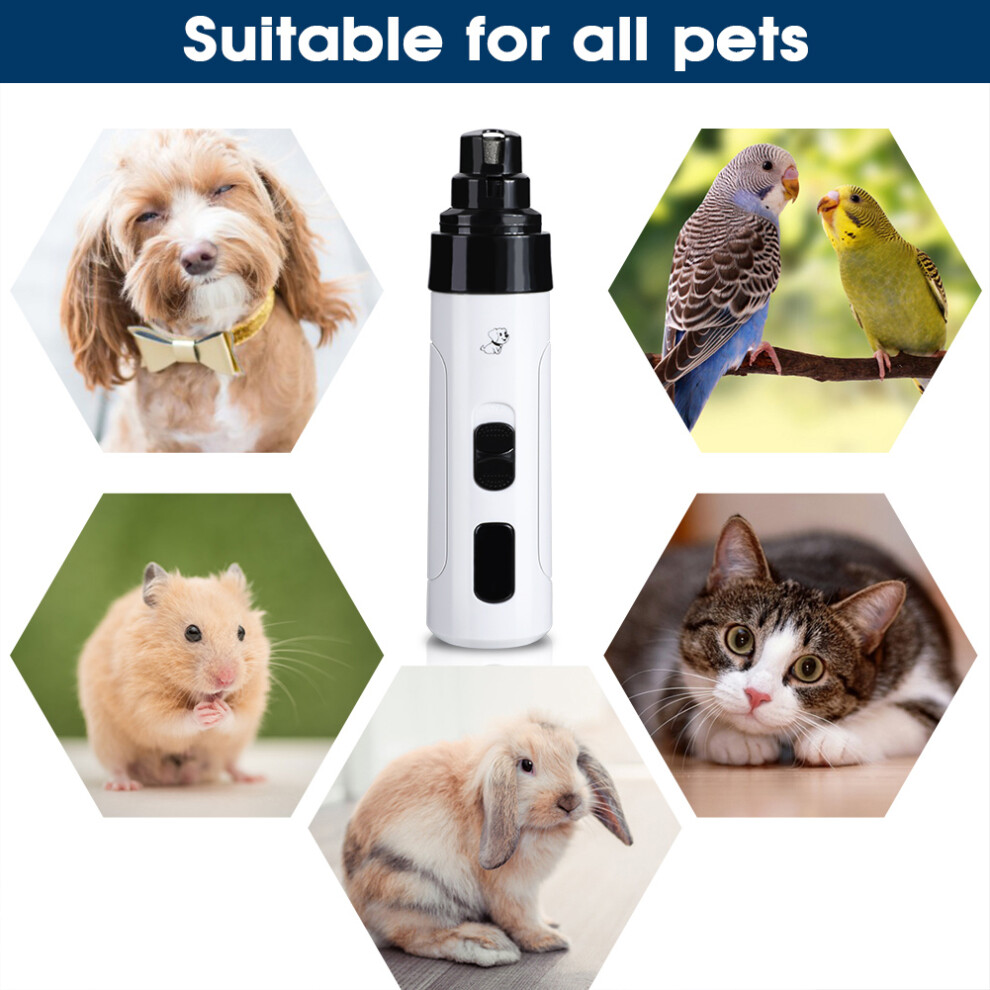 Pet Nail Grinder, Quiet Electric Nail Clipper with USB Rechargeable for Small Medium Dogs Cats