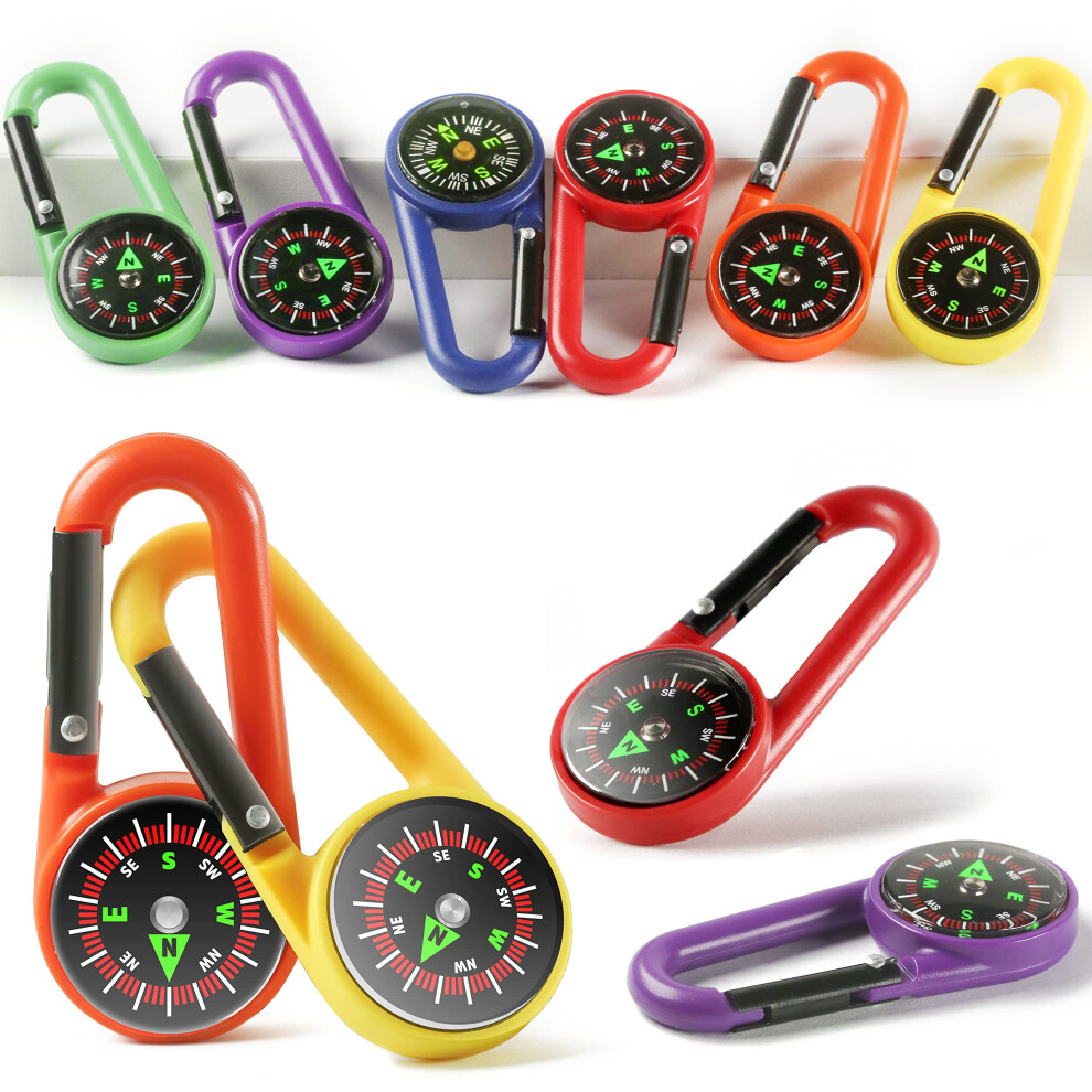 Proloso Carabiner Compasses For Kids Toy Compass Belt Clips School Prizes Party Favors 24 Pack