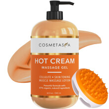Cosmetasa Cream Cream Massage Gel con Massager Mitt- Naturale e crema di cellulite organica all'87% - tonificarsi della pelle multiuso per articolazi