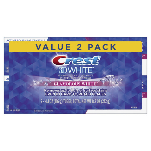 Crest Crest 3D Whitening Toothpaste Glamorous White 4,1 oz frpackning om 2