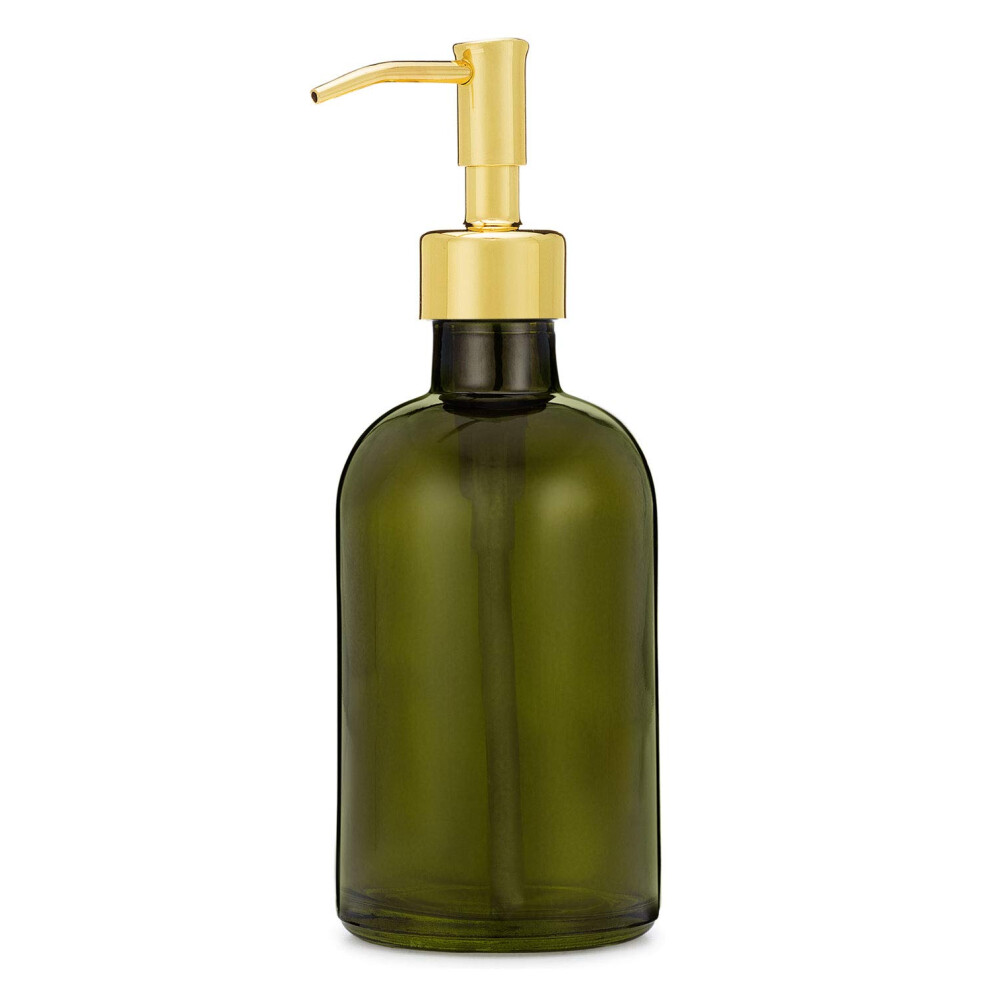 Rail19 Lotion- Und Seifenspender Aus Waldgr Nem Glas Mit Metallpumpe, 237 Ml (Poliertes Gold)-image