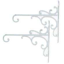 Sungmor Cast Iron Wall Hook Plant Hangers - Home & Garden Heavy Duty Hanging Bracket Plant Hooks - 2PC WHITE Decorative Wall Mount Hooks for Hang