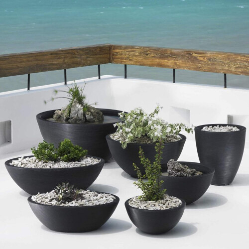 Crescent Garden Delano Plantador Vaso de Parede Dupla de 16 Polegadas (Caviar Preto) 2