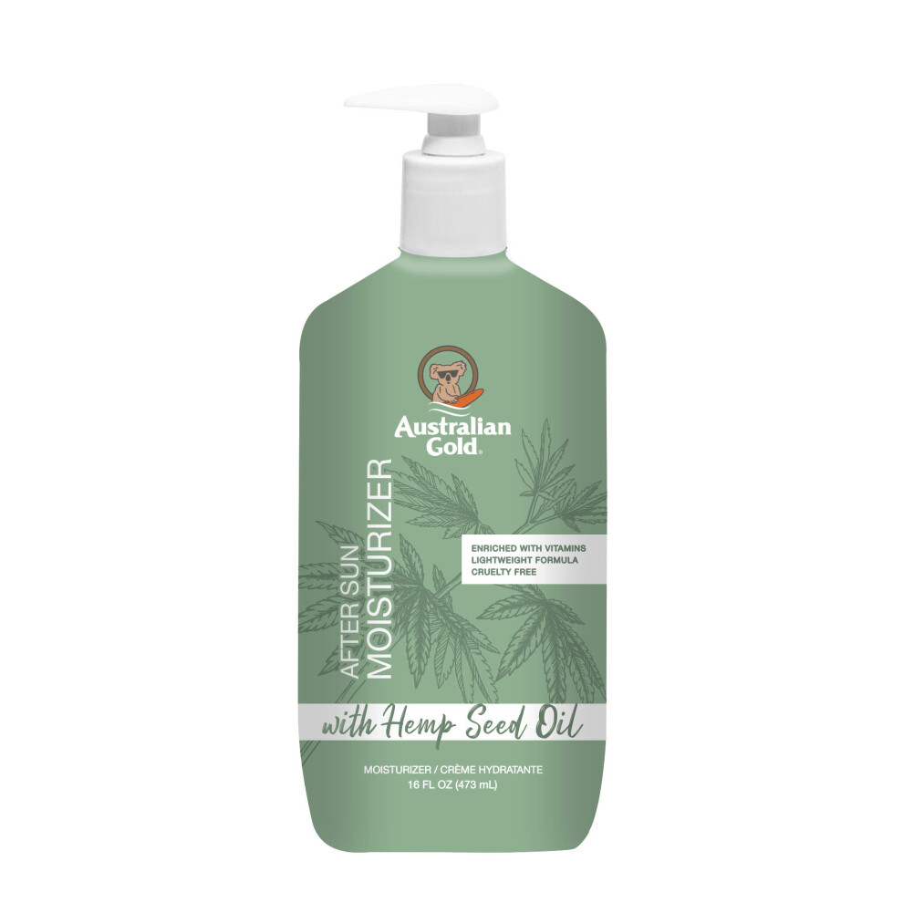Australian Gold After Sun Moisturizing Lotion with Hemp Seed Oil  Enriched with Caffeine  Vitamin Blend  Dye Free  Vegan & PETA Approved  16 Ounces-image-OPC-PHWTHS6-NEW