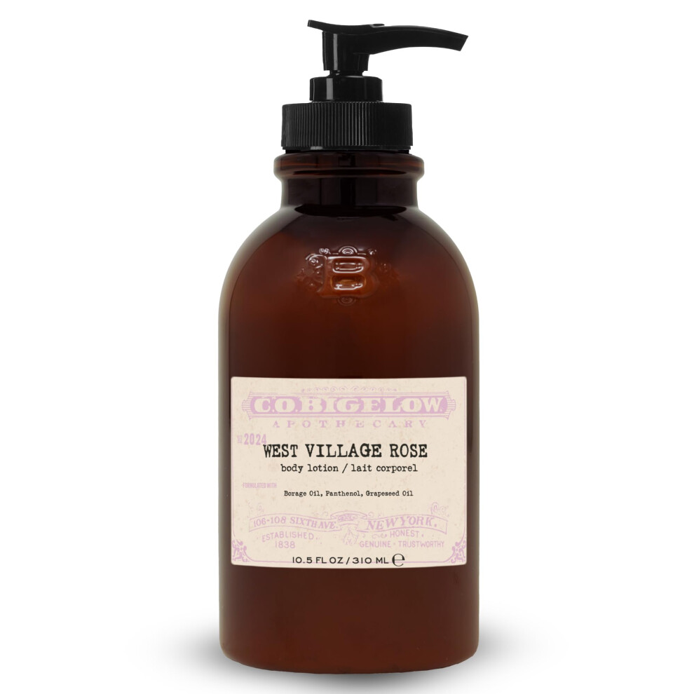 C. O. Bigelow C.o. Bigelow Iconic Collection West Village Rose Body Lotion With Borage Oil Panthenol Grapeseed Oil And Shea Butter 10.5 Fl Oz