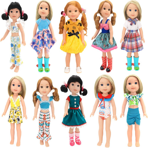 BM 10 conjuntos de roupas de boneca Wellie americana, roupas feitas  mo, roupas casuais e outras bonecas de 14 a 14,5 polegadas