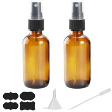 YUNFOOK 4 oz Amber Glass Spray Bottles for Essential Oils Small Empty Fine Mist Spray Bottle 4 Pack with Funnel Dropper