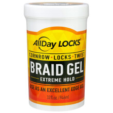 Allday Locks Braid Gel (JAR) | Extreme Hold High Shine | Frizz & Flake-Free Edge Control | Tea tree lavendel pepermuntolie | Slick & Style Braids