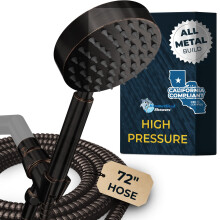 Chuveiros HammerHead Todo em metal LOW FLOW Cabea de chuveiro porttil com mangueira e suporte de lato - BRONZE ESFREGADO COM LEO - Cabea de