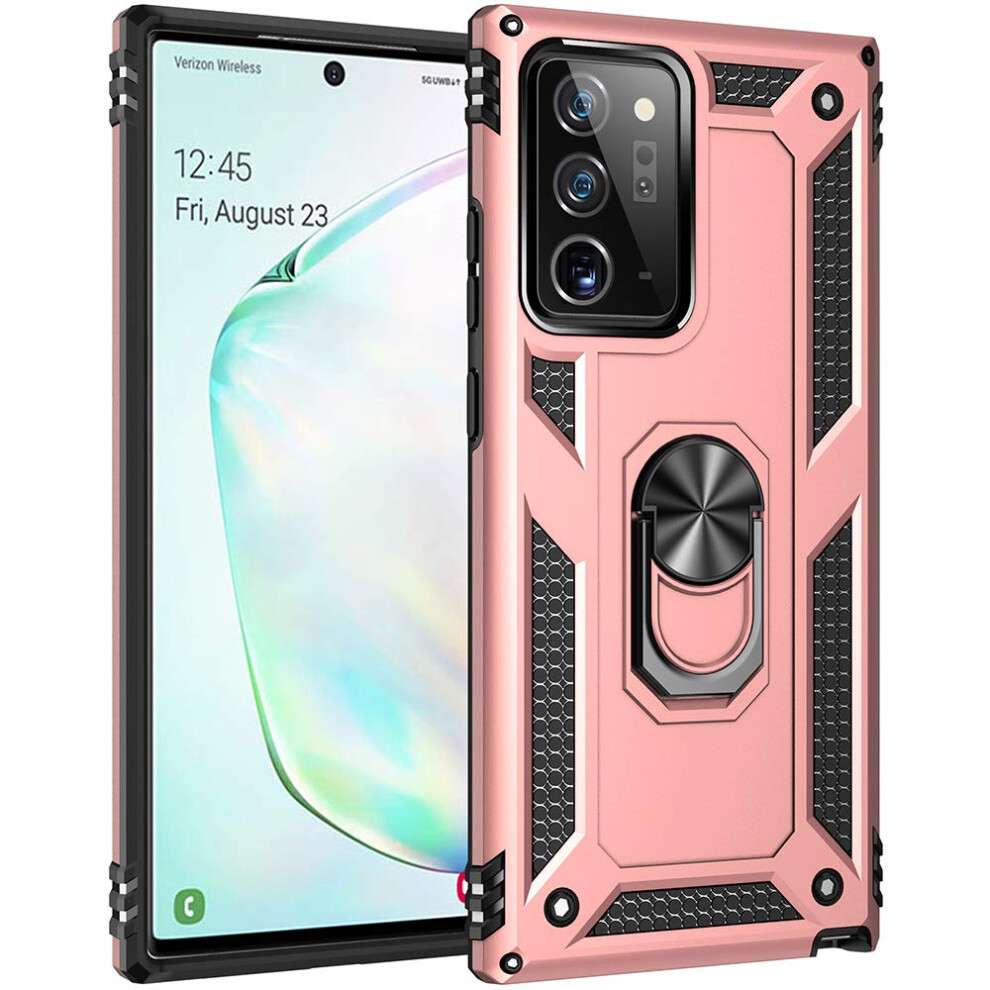 Military Grade Drop Impact For Samsung Galaxy Note 20 Ultra Case Galaxy Note 20 Ultra 5G Case Metal Rotating Ring Kickstand Holder Armor Heavy Du 745128635382