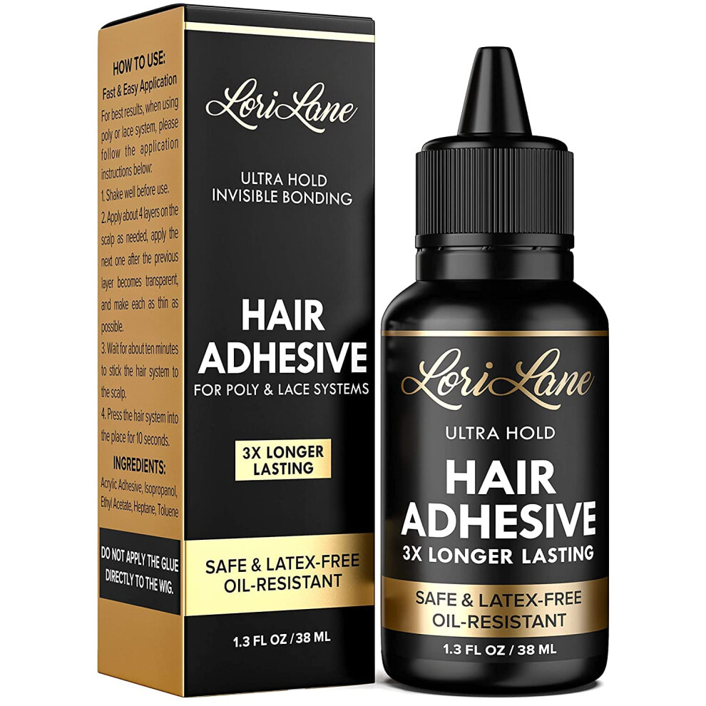 Lorylane Wig Glue For Front Lace Wig - Waterproof Lace Glue - Latex-Free And Oil-Resistant Hair Adhesive - Strong Hold Bonding - 1.3 Fl Oz (1 Pc) Wig Ban