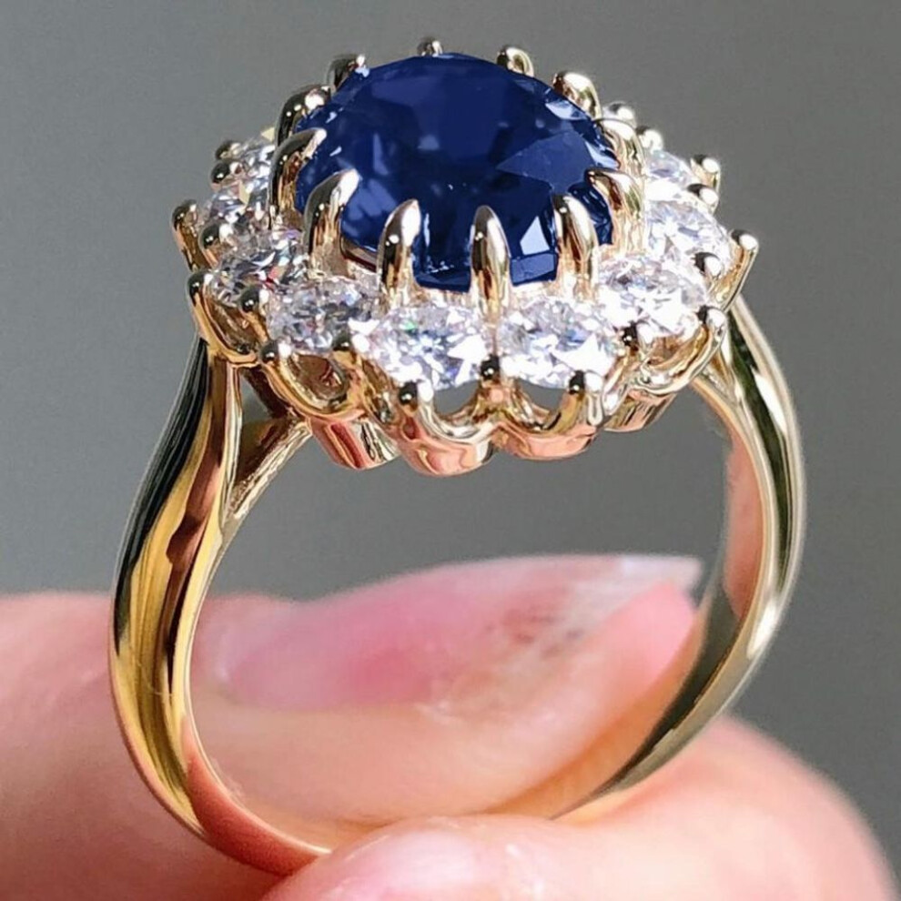 (as the picture, No. 5) Jewelry Sapphire Ring Simple Women's Diamond Jewelry Wedding Ring