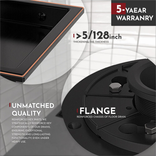 WEBANG Ralo de piso de chuveiro quadrado de 4 polegadas com flange Quadrato Grade removvel de qualidade alimentar SUS 304 em ao inoxidvel e ma 2