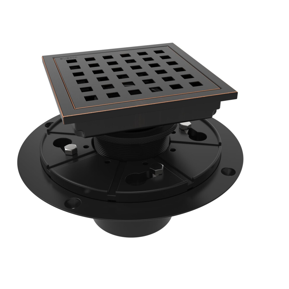 Webang 4 Inch Square Shower Floor Drain With Flange Quadrato Pattern Grate Removable Food-Grade Sus 304 Stainless Steel Watermark&Cupc Certified 783926770690