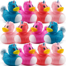 Mini Unicorn Rubber Duckies (Pack of 24) Assorted 2 Inch Duckies, Squirt Bath Tub Toy for Kids, Squeezable and Squirtable, Great for Birthday Party's,
