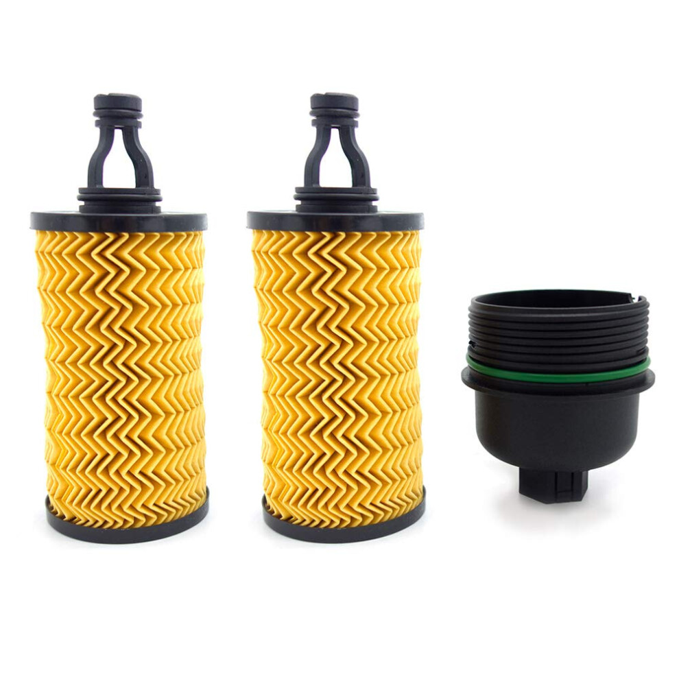 2 Pack Oil Filter & 1 Pcs Filter Cap Fit For 2014-2019 Maserati Ghibli & Quattroporte V6 Engines 311401 798789927938