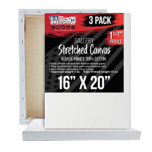 U.S. Art Supply Velk nataen pltno pro malbu 16x20 palcu Hloubka galerie 1-1/2"""" Tlust 3 balen - 12oz akryl Gesso s trojitm zkladnm nterem p